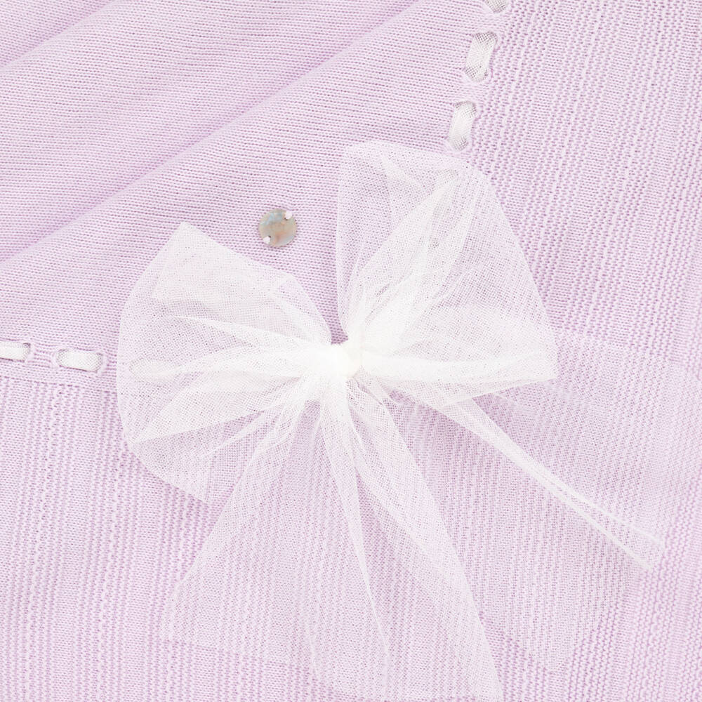 Artesanía Granlei-Baby Girls Purple Tulle Bow Blanket (102cm) | Childrensalon Outlet