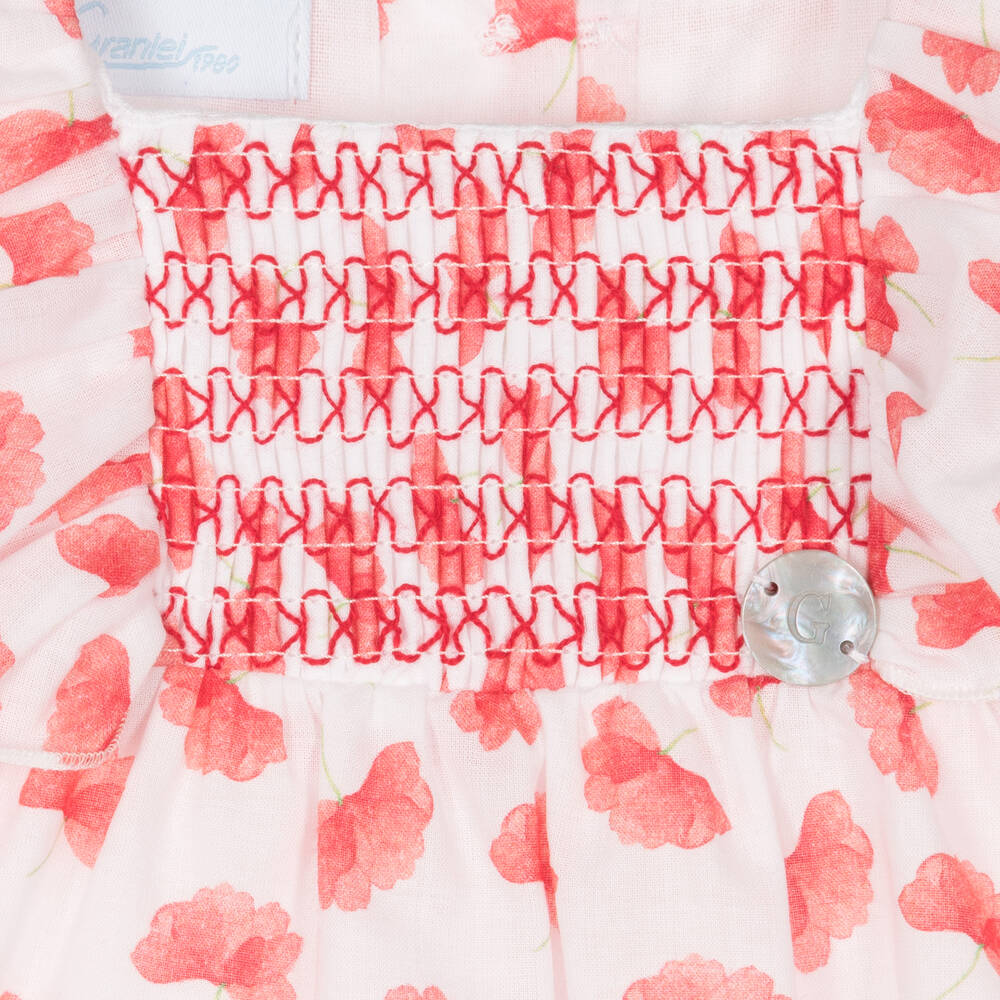 Artesanía Granlei-Baby Girls Red Floral Cotton Dress | Childrensalon Outlet