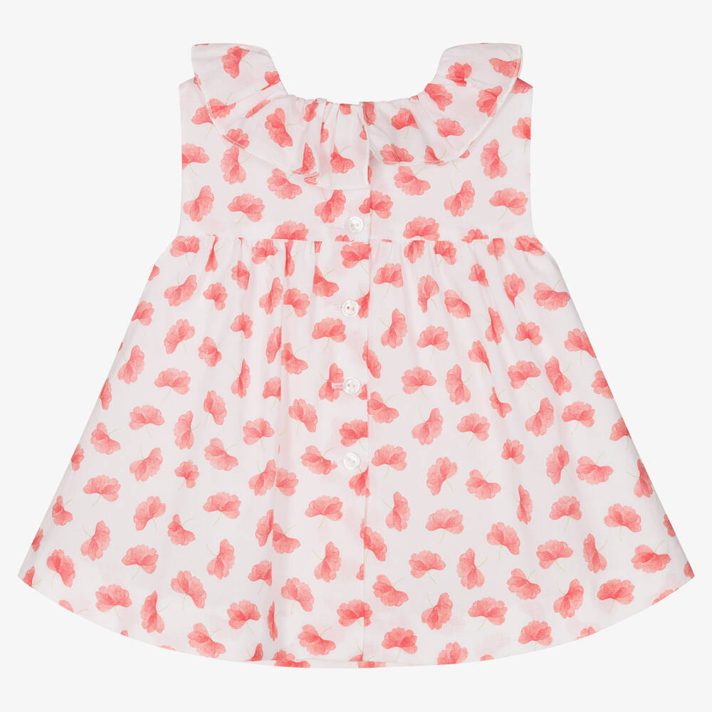 Artesanía Granlei-Baby Girls Red Floral Cotton Dress | Childrensalon Outlet