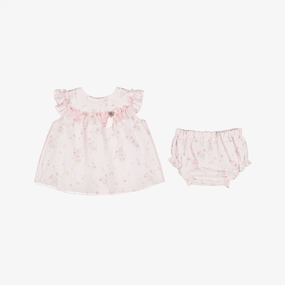 Artesanía Granlei-Baby Girls Shimmery Pale Pink Chiffon Floral Dress | Childrensalon Outlet