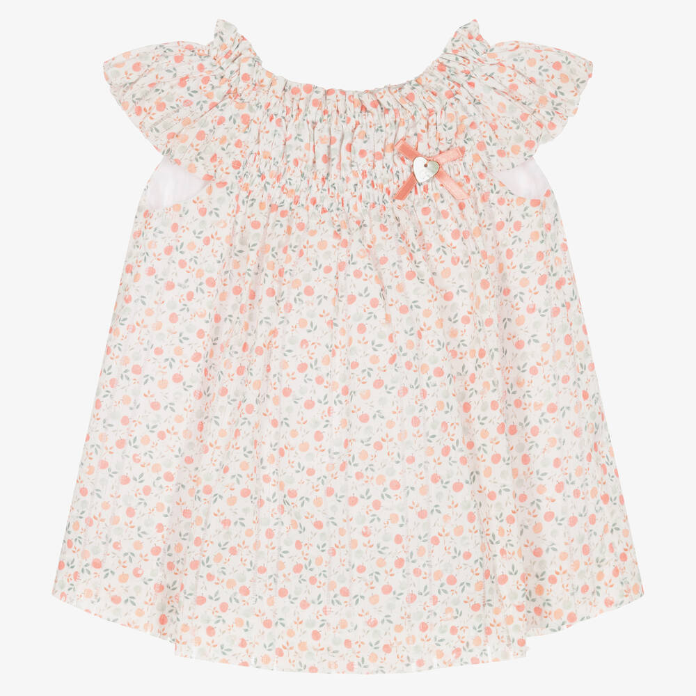 Artesanía Granlei - Weißes Babykleid mit Obst-Print (M) | Childrensalon