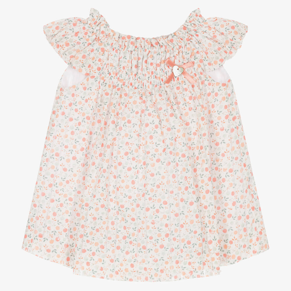 Artesanía Granlei - Robe blanche à imprimé fruits bébé | Childrensalon