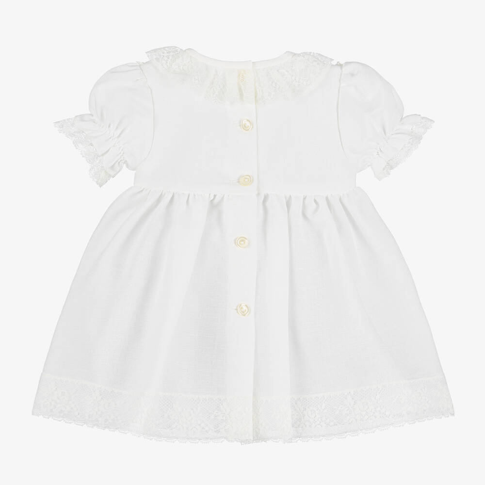 ارتيزانيا  غرانلي-فستان لون أبيض مزين بدانتيل للمولودات | Childrensalon Outlet