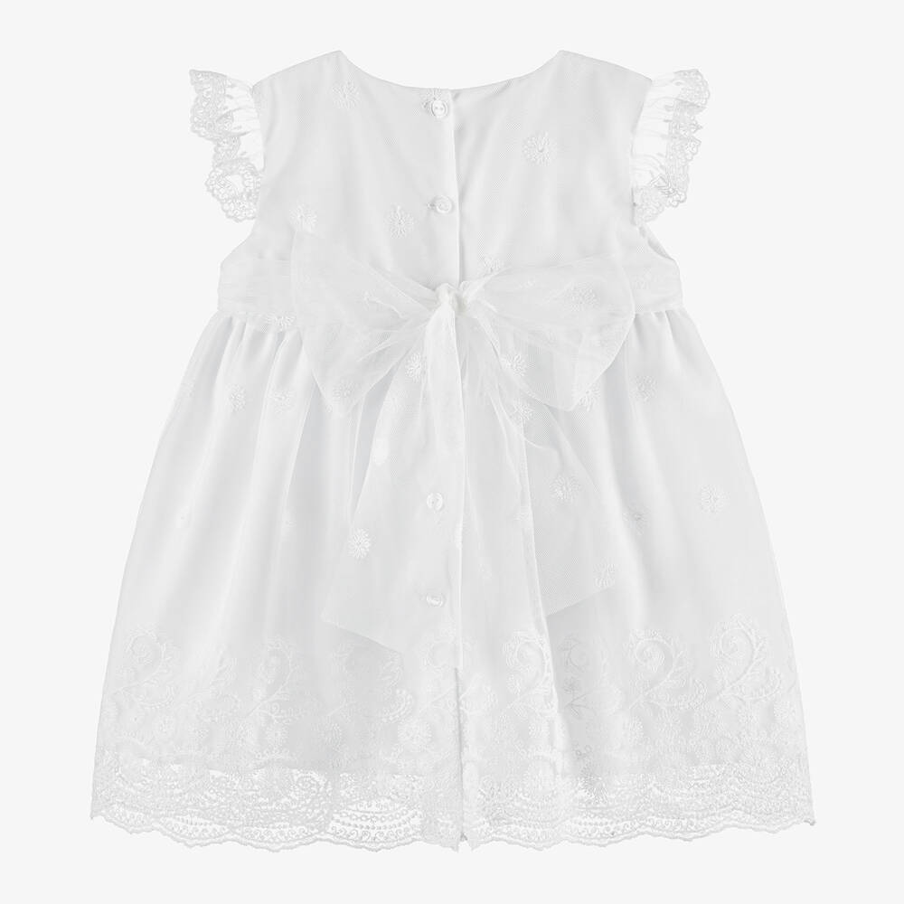 Artesanía Granlei-Baby Girls White Tulle Lace Dress | Childrensalon Outlet