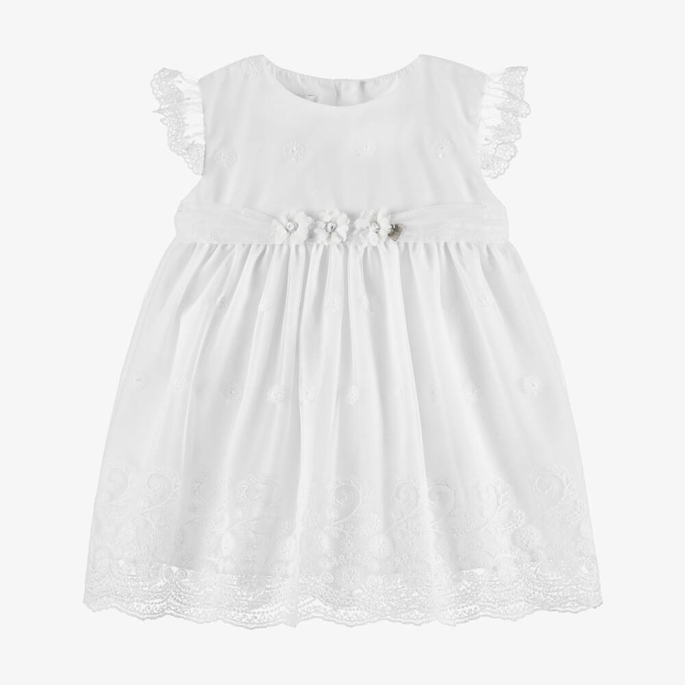 Artesanía Granlei-Baby Girls White Tulle Lace Dress | Childrensalon Outlet