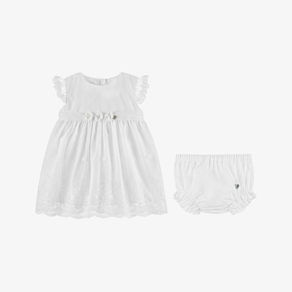 Artesanía Granlei-Baby Girls White Tulle Lace Dress | Childrensalon Outlet