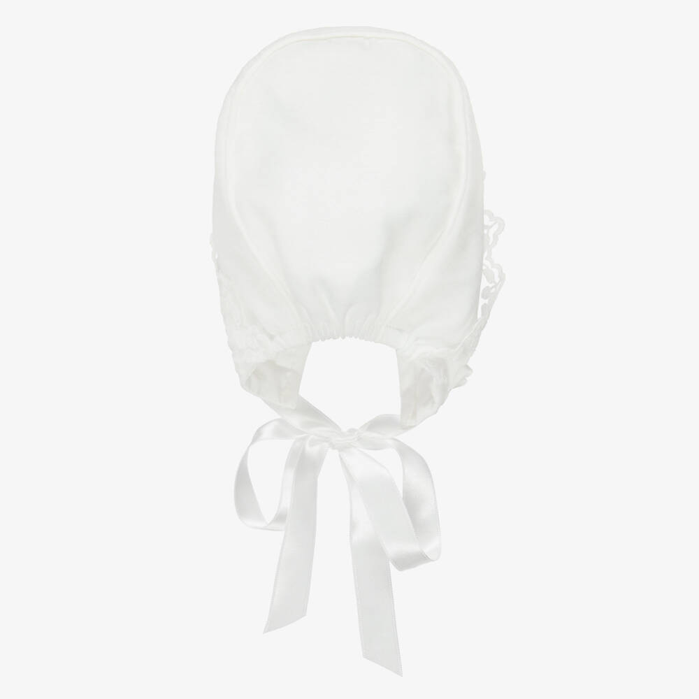 Artesanía Granlei-Baby Girls White Voile & Lace Bonnet | Childrensalon Outlet