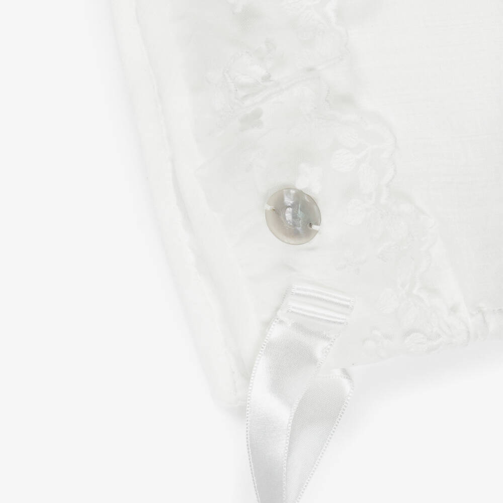 Artesanía Granlei-Baby Girls White Voile & Lace Bonnet | Childrensalon Outlet