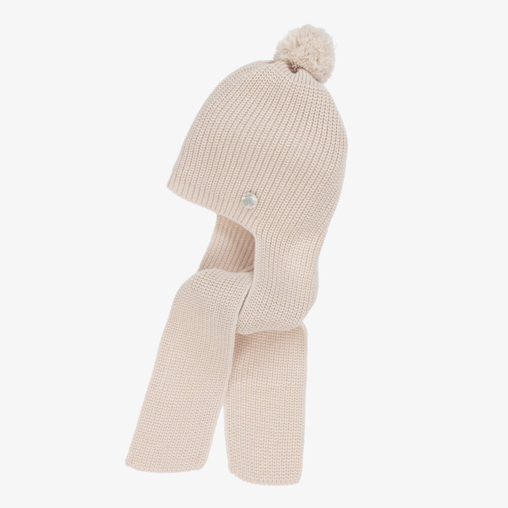 Artesanía Granlei-Beige Knitted Baby Hat Scarf | Childrensalon Outlet