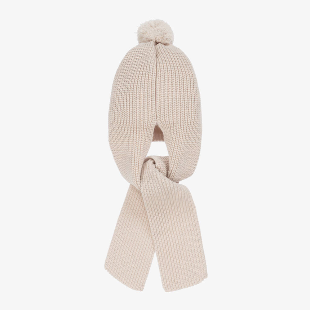 Artesanía Granlei-Beige Knitted Baby Hat Scarf | Childrensalon Outlet