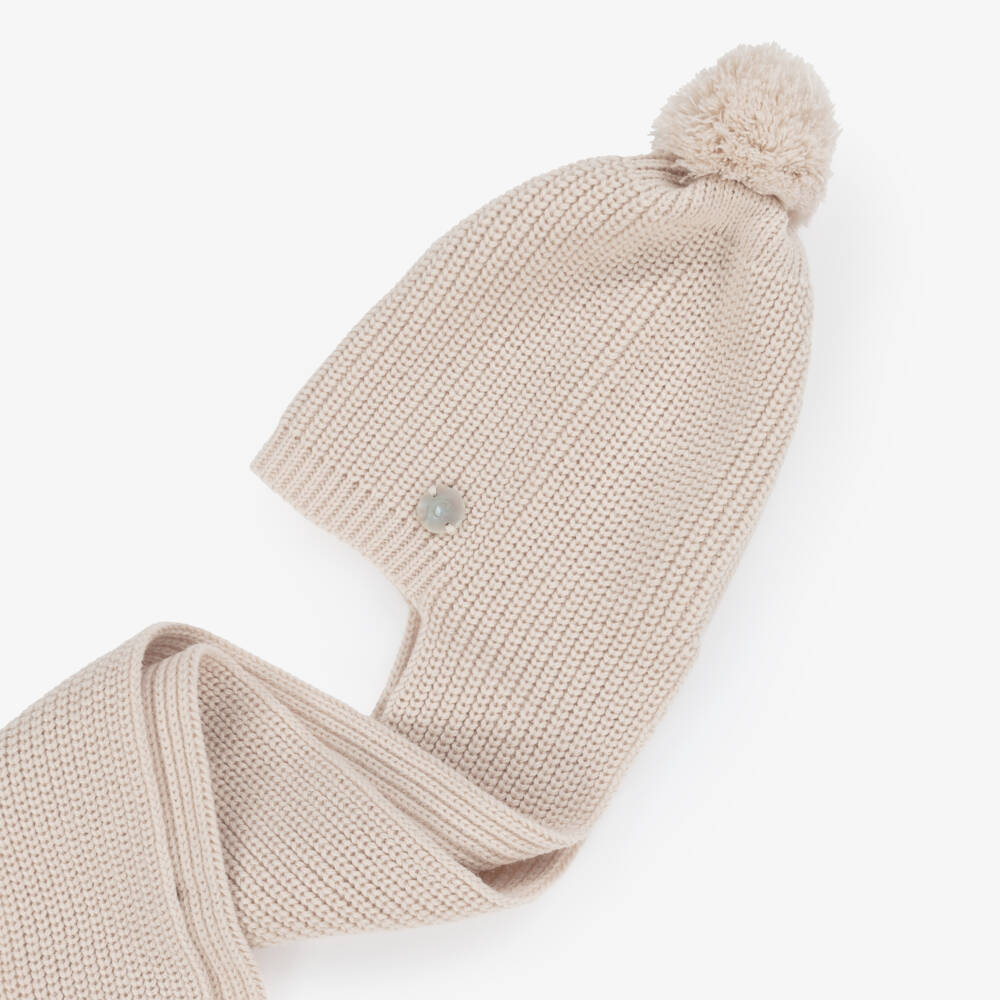 Artesanía Granlei-Beige Knitted Baby Hat Scarf | Childrensalon Outlet