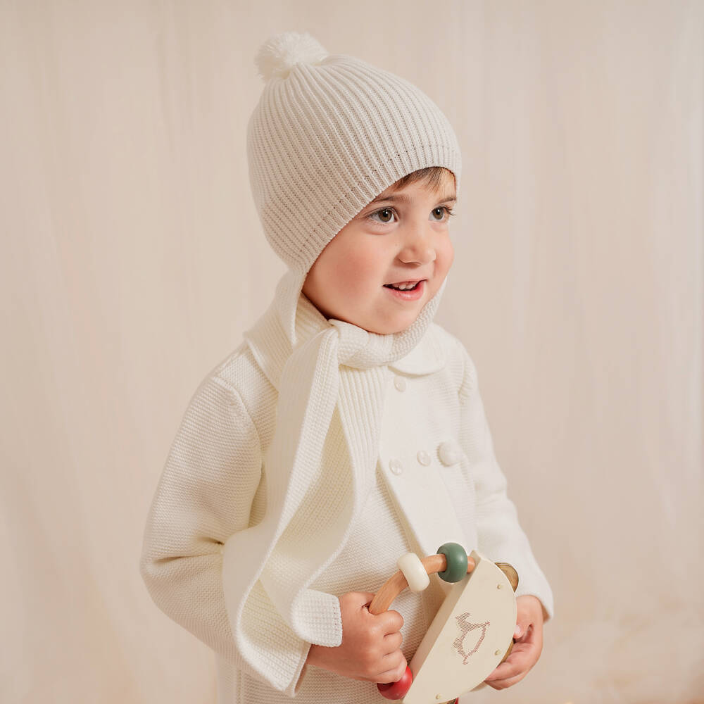 Artesanía Granlei-Beige Knitted Baby Hat Scarf | Childrensalon Outlet