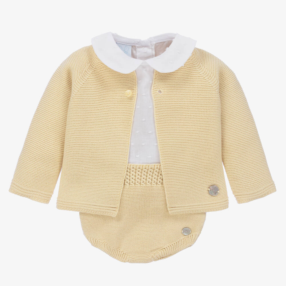 Artesanía Granlei - Beige Knitted Baby Shorts Set | Childrensalon