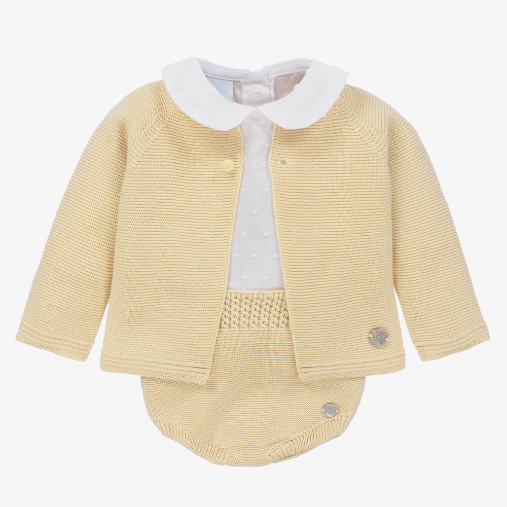 Artesanía Granlei - Ensemble short beige en maille bébé | Childrensalon