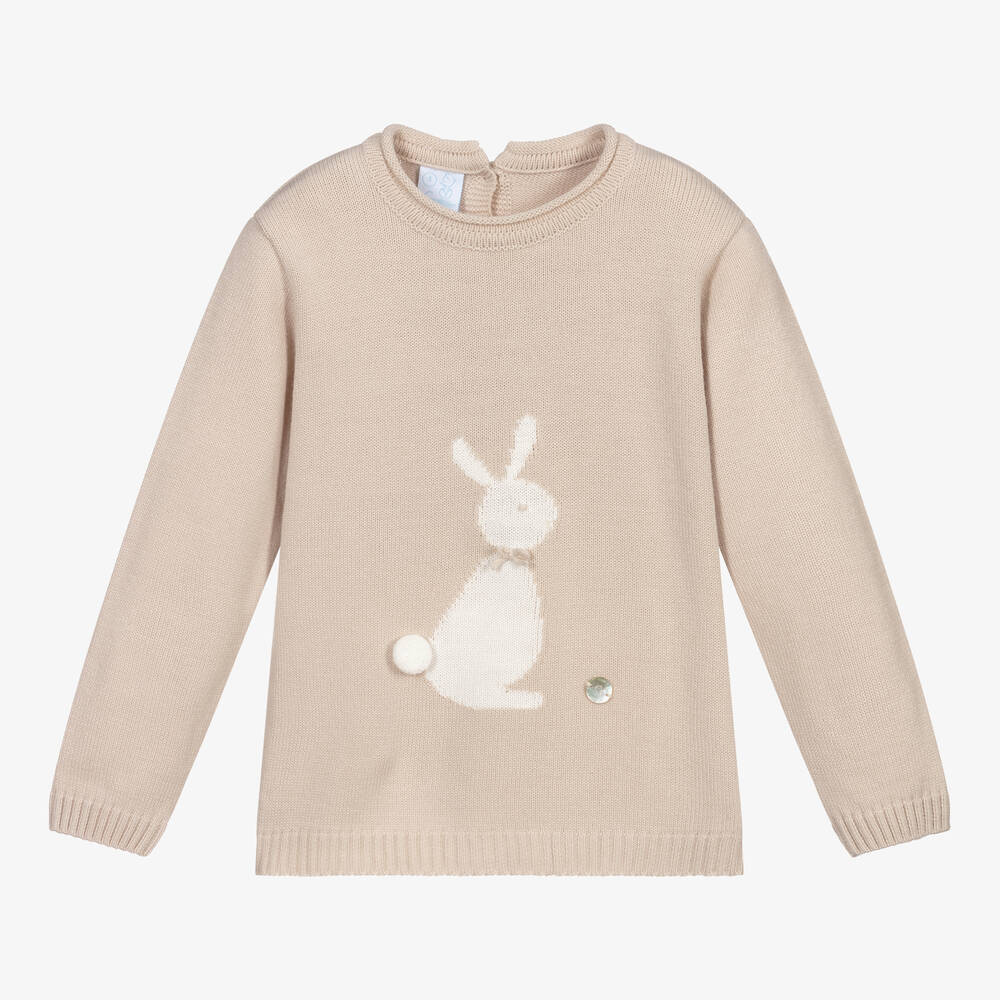Artesanía Granlei - Beige Knitted Bunny Sweater | Childrensalon