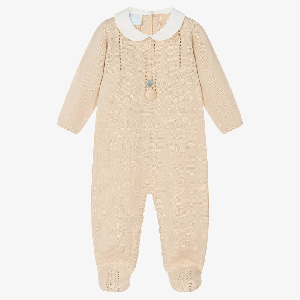 Artesanía Granlei-Бежевый трикотажный комбинезон с помпоном | Childrensalon Outlet