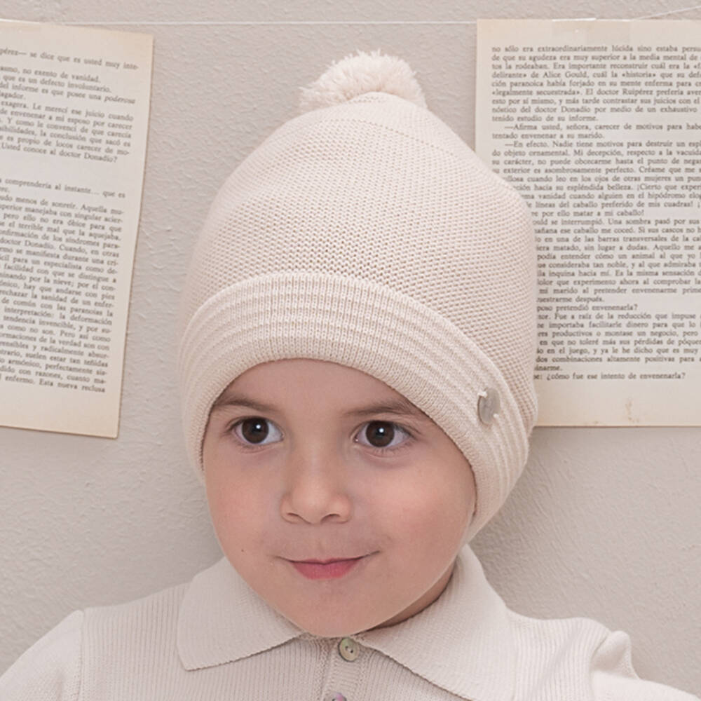 ارتيزانيا  غرانلي-قبعة بوم-بوم مزيج أكريليك محبوك لون بيج | Childrensalon Outlet