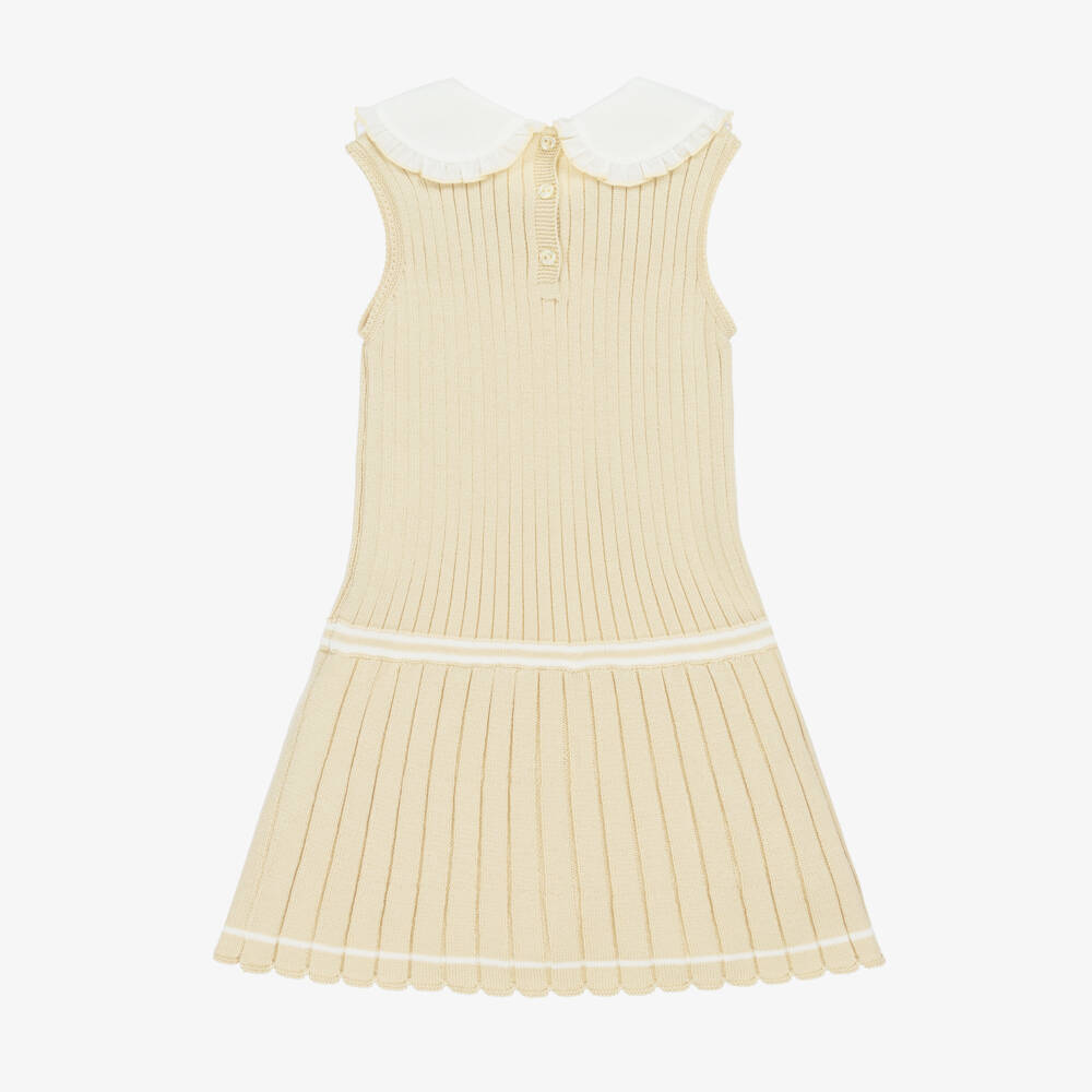 Artesanía Granlei-Beige Ribbed Knit Voile Dress | Childrensalon Outlet