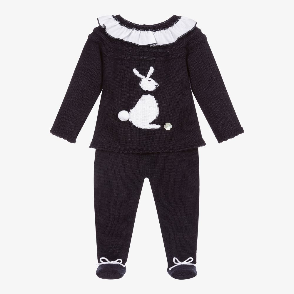 Artesanía Granlei - Синий детский костюм с кроликом (2 предмета)  | Childrensalon