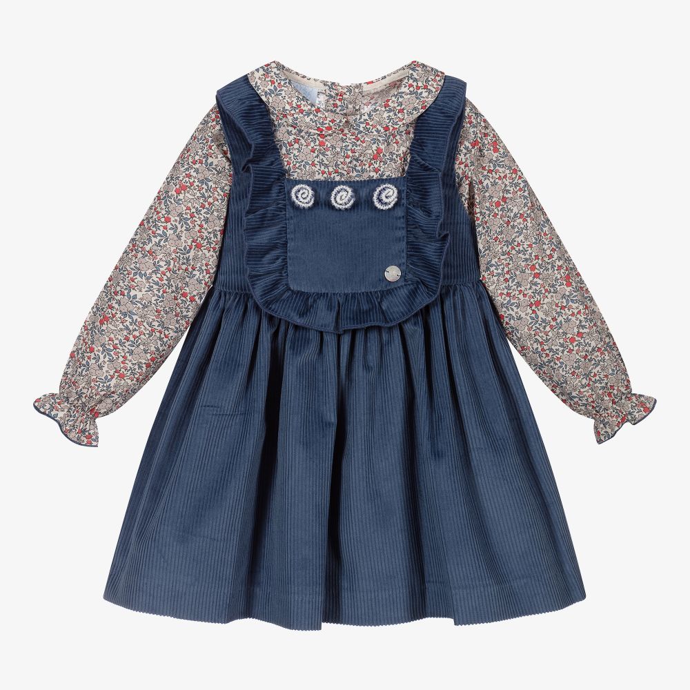 Artesanía Granlei-Blue Corduroy Dress Set  | Childrensalon Outlet