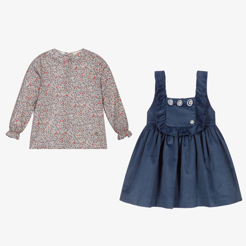 Artesanía Granlei-Blue Corduroy Dress Set | Childrensalon Outlet