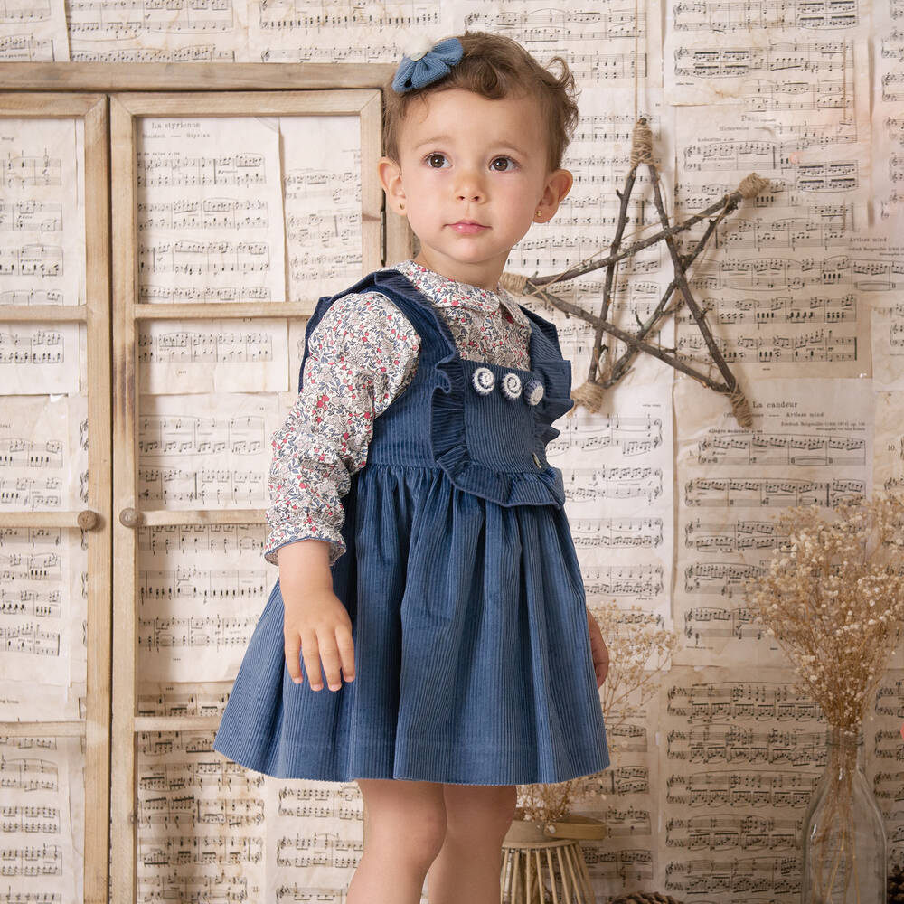 Artesanía Granlei-Blue Corduroy Dress Set | Childrensalon Outlet