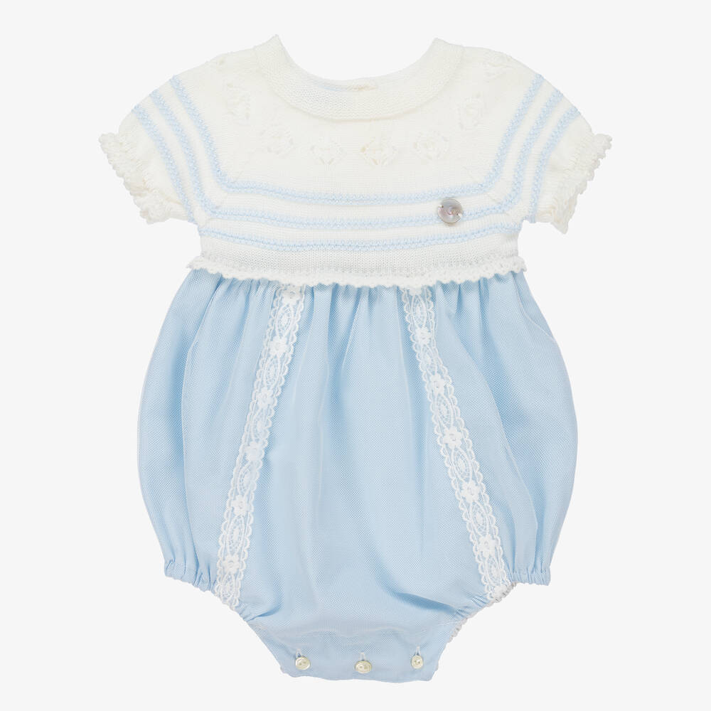 Artesanía Granlei-Голубой трикотажный песочник с кружевом | Childrensalon Outlet