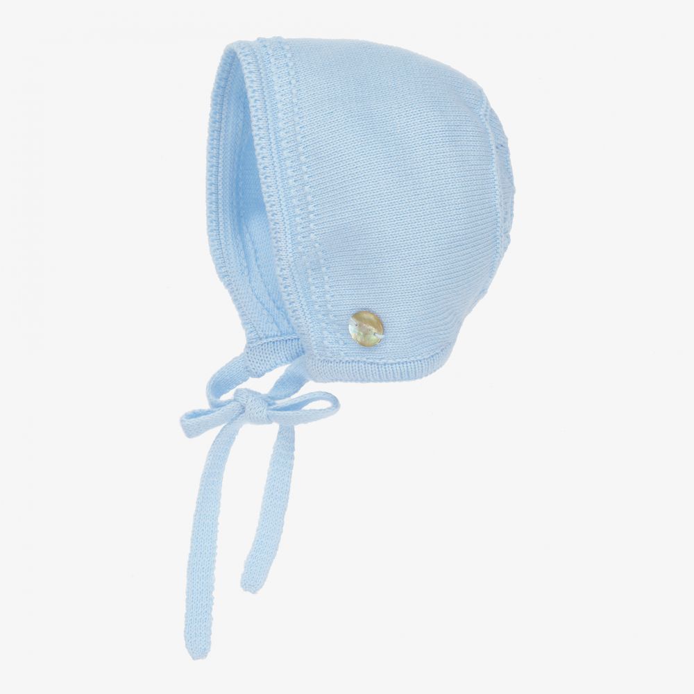 Artesanía Granlei - قبعة بونيه مزيج قطن وأكريليك محبوك لون أزرق باهت للأطفال | Childrensalon