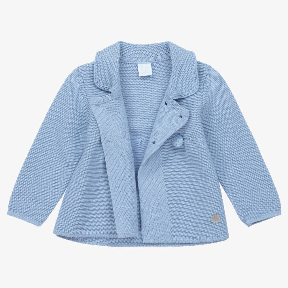 ارتيزانيا  غرانلي-طقم معطف وقبعة أكريليك محبوك لون أزرق للأطفال | Childrensalon Outlet