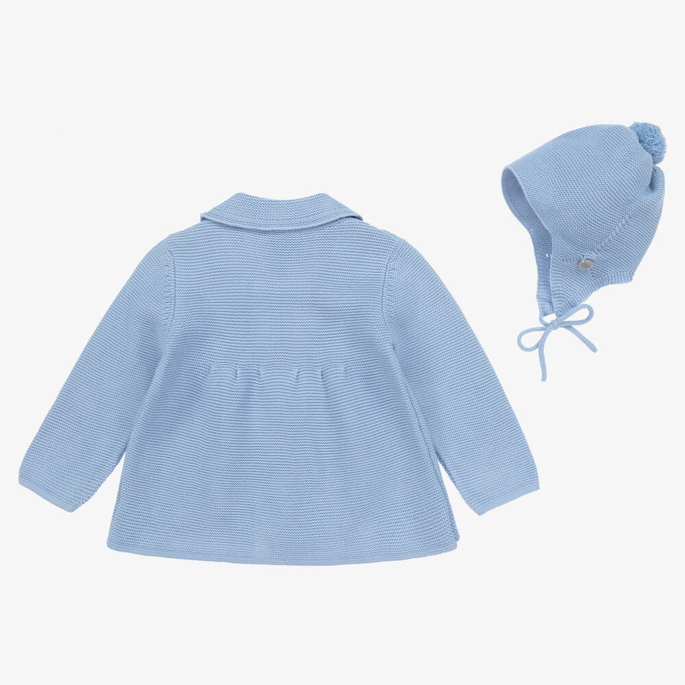 ارتيزانيا  غرانلي-طقم معطف وقبعة أكريليك محبوك لون أزرق للأطفال | Childrensalon Outlet