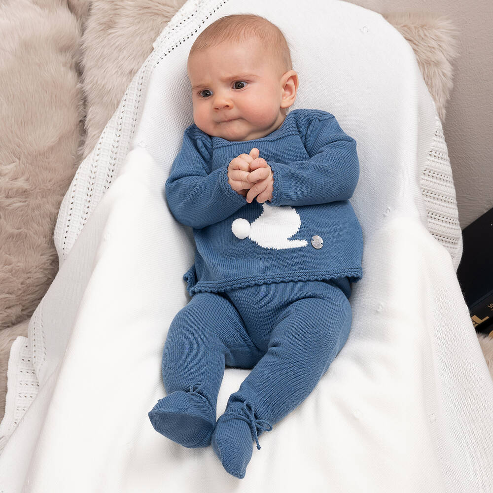 Artesanía Granlei-أفرول بيبي غرو أكريليك محبوك لون أزرق - قطعتين | Childrensalon Outlet