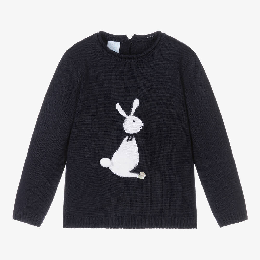 Artesanía Granlei - Pull bleu en maille Lapin | Childrensalon