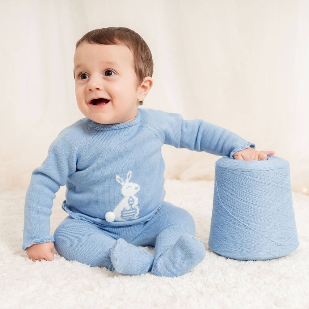 Artesanía Granlei-Синий вязаный комплект с зайчиком для малышей | Childrensalon Outlet