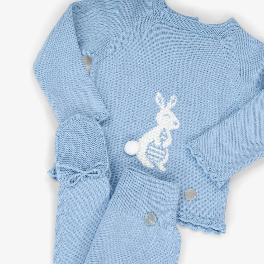 Artesanía Granlei-Синий вязаный комплект с зайчиком для малышей | Childrensalon Outlet