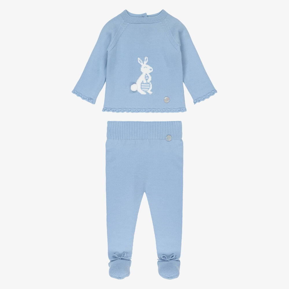 Artesanía Granlei-Синий вязаный комплект с зайчиком для малышей | Childrensalon Outlet