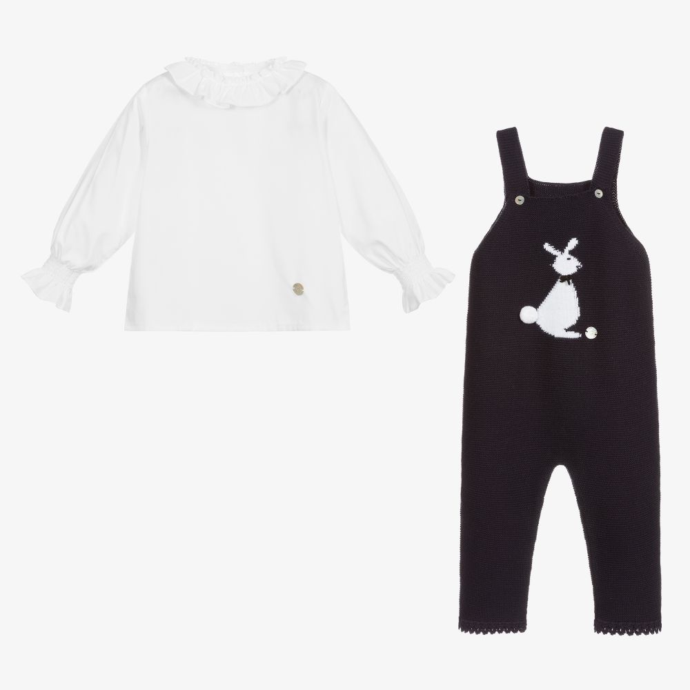 Artesanía Granlei-Комплект с синим трикотажным полукомбинезоном | Childrensalon Outlet