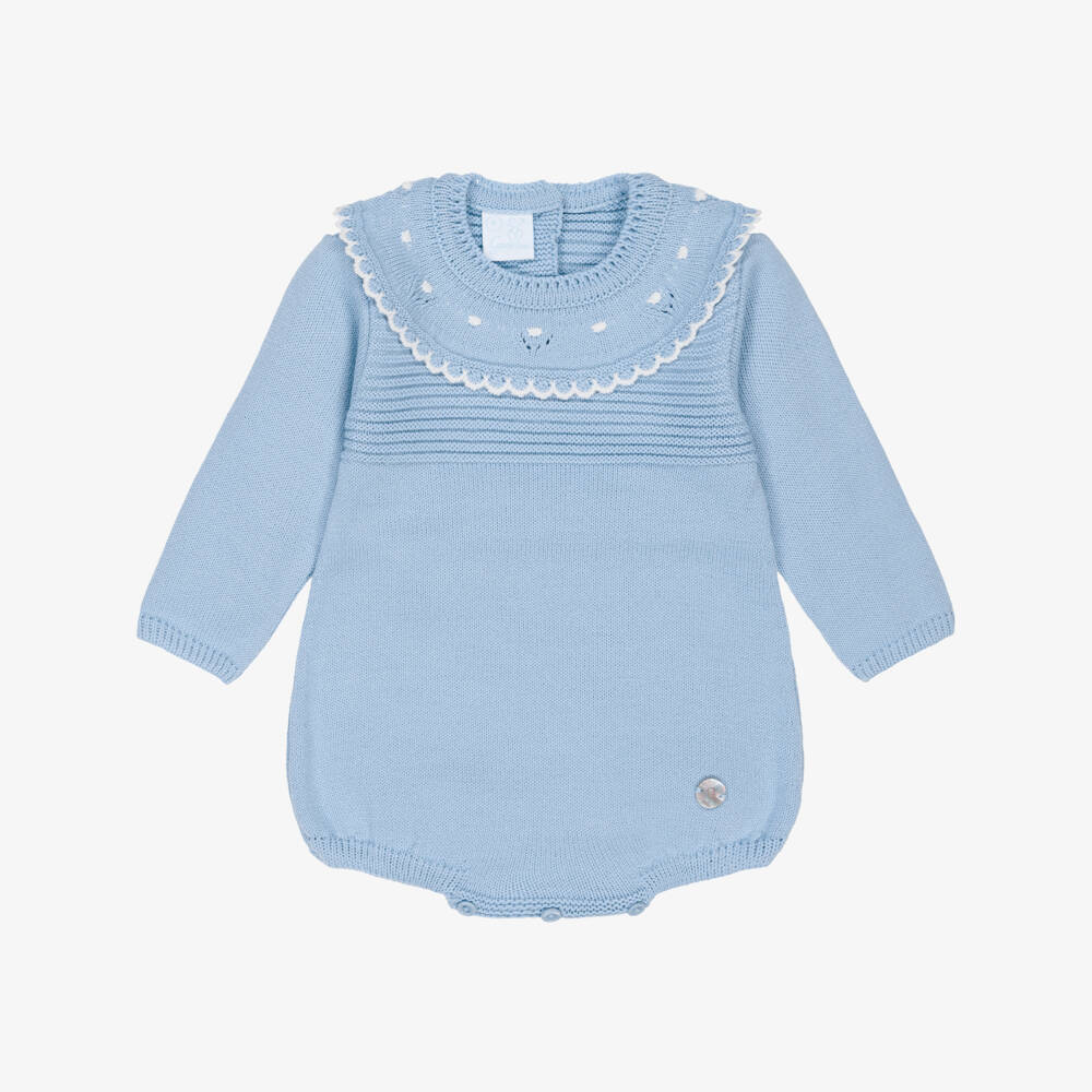 Artesanía Granlei-Blue Knitted Shortie with Collar | Childrensalon Outlet