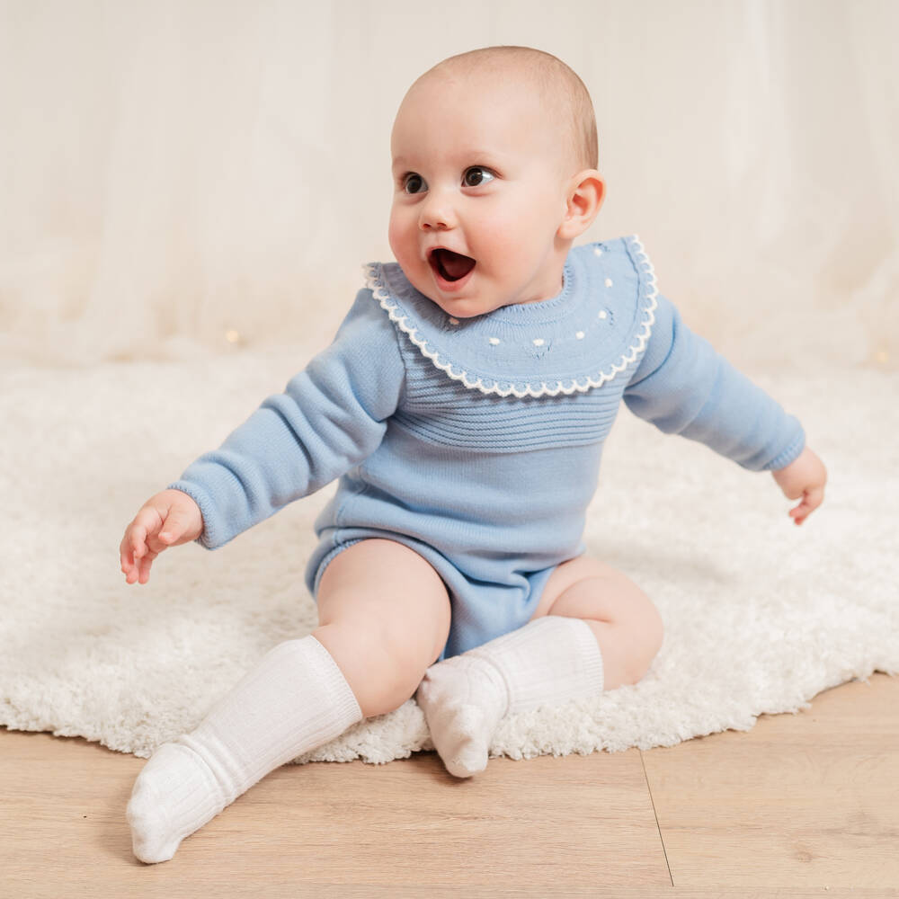 Artesanía Granlei-Blue Knitted Shortie with Collar | Childrensalon Outlet