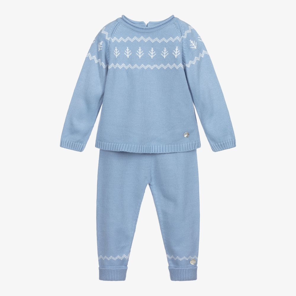 Artesanía Granlei - Blue Knitted Trouser Set | Childrensalon