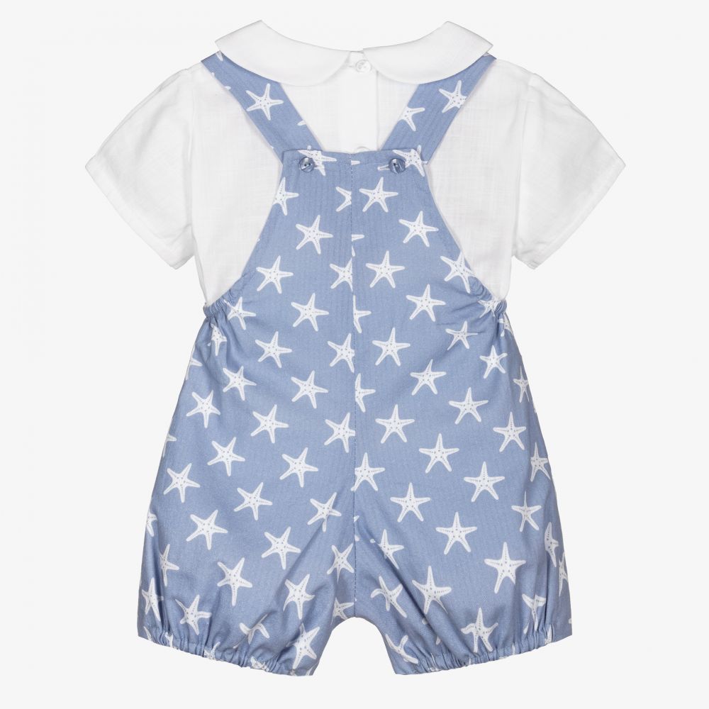 Artesanía Granlei-Белый топ и голубой полукомбинезон со звездами | Childrensalon Outlet