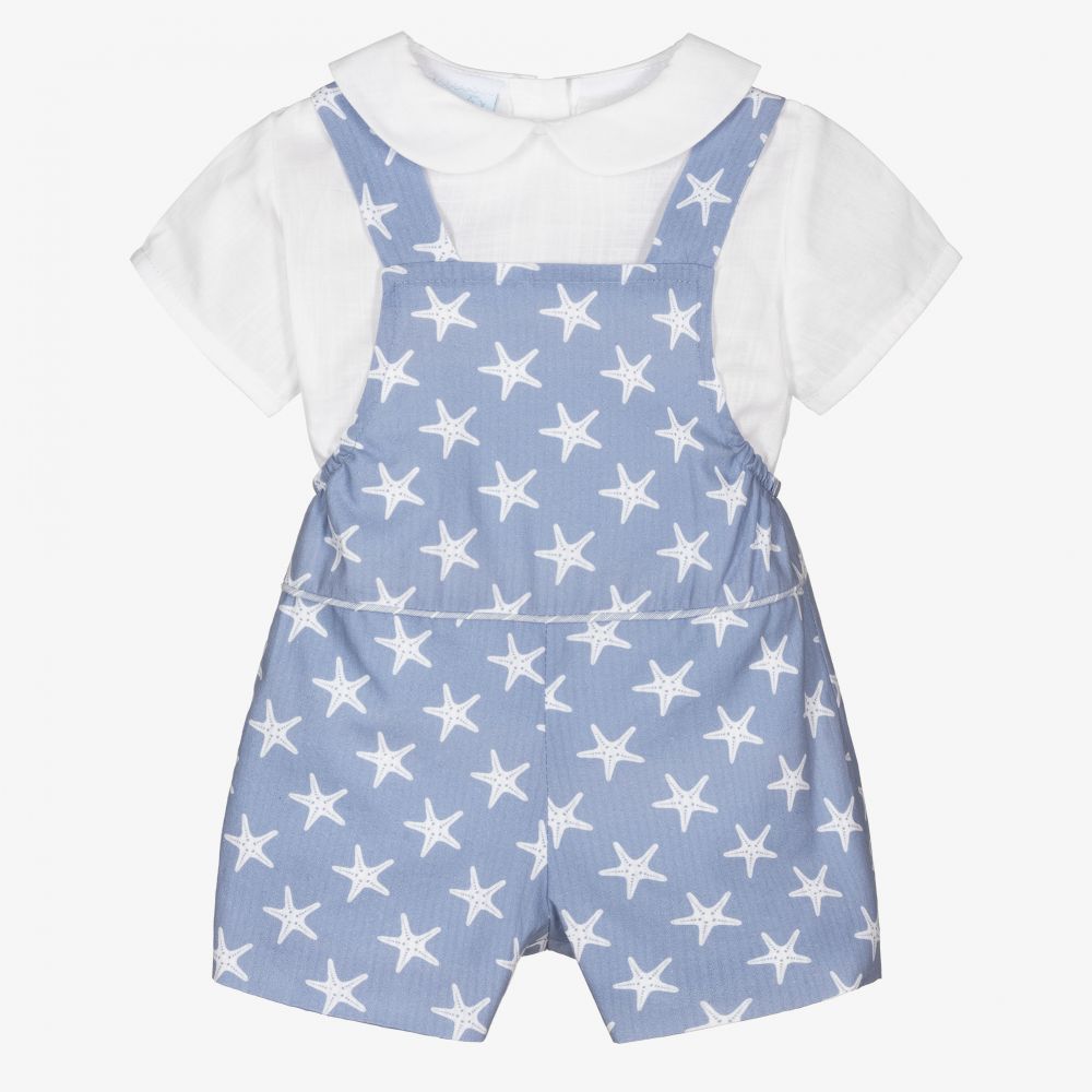 Artesanía Granlei-Blue Starfish Dungaree Set | Childrensalon Outlet