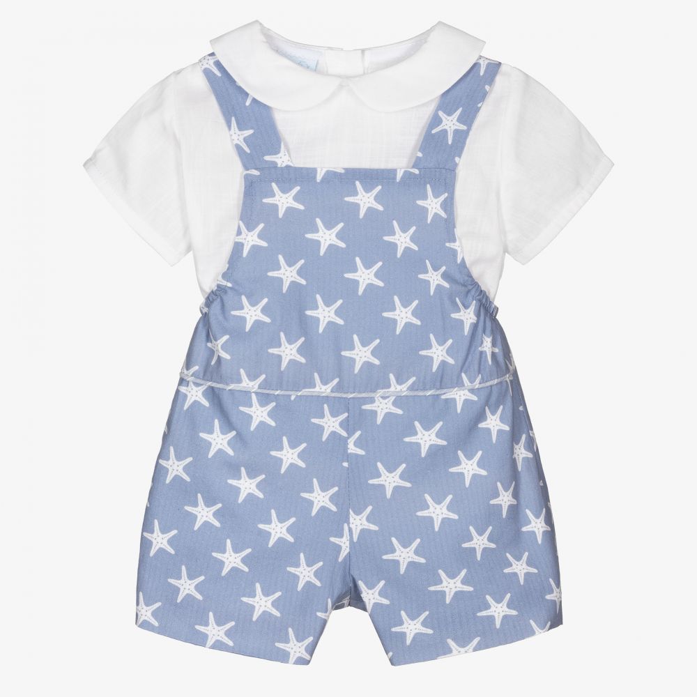 Artesanía Granlei - Blue Starfish Dungaree Set | Childrensalon