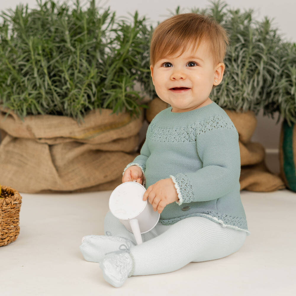 Artesanía Granlei-Boys Aqua & Ivory Knit Set | Childrensalon Outlet