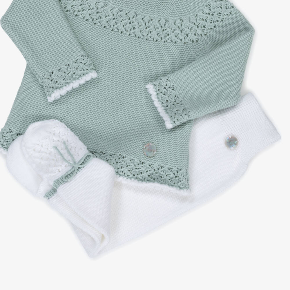 Artesanía Granlei-Boys Aqua & Ivory Knit Set | Childrensalon Outlet