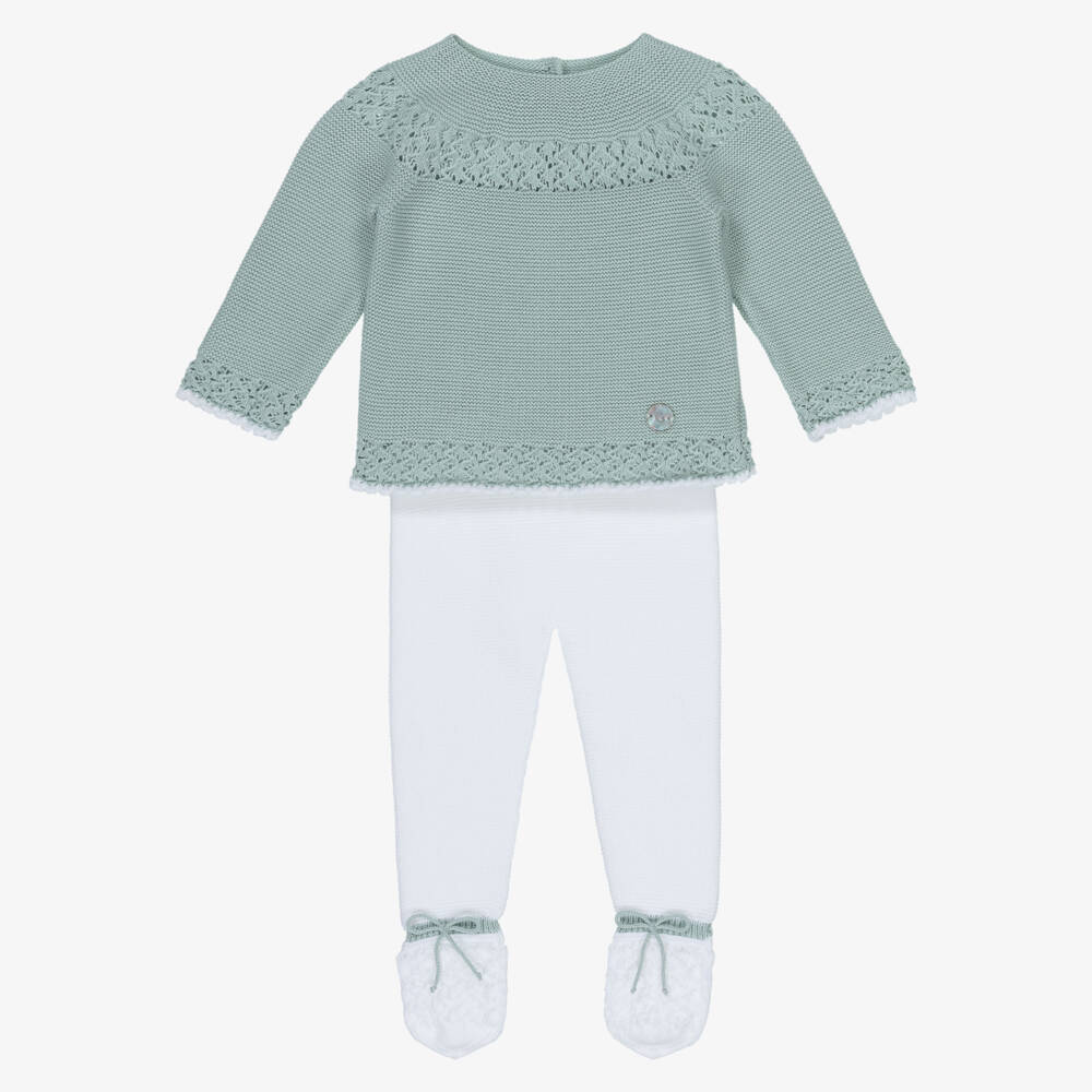 Artesanía Granlei-Boys Aqua & Ivory Knit Set | Childrensalon Outlet