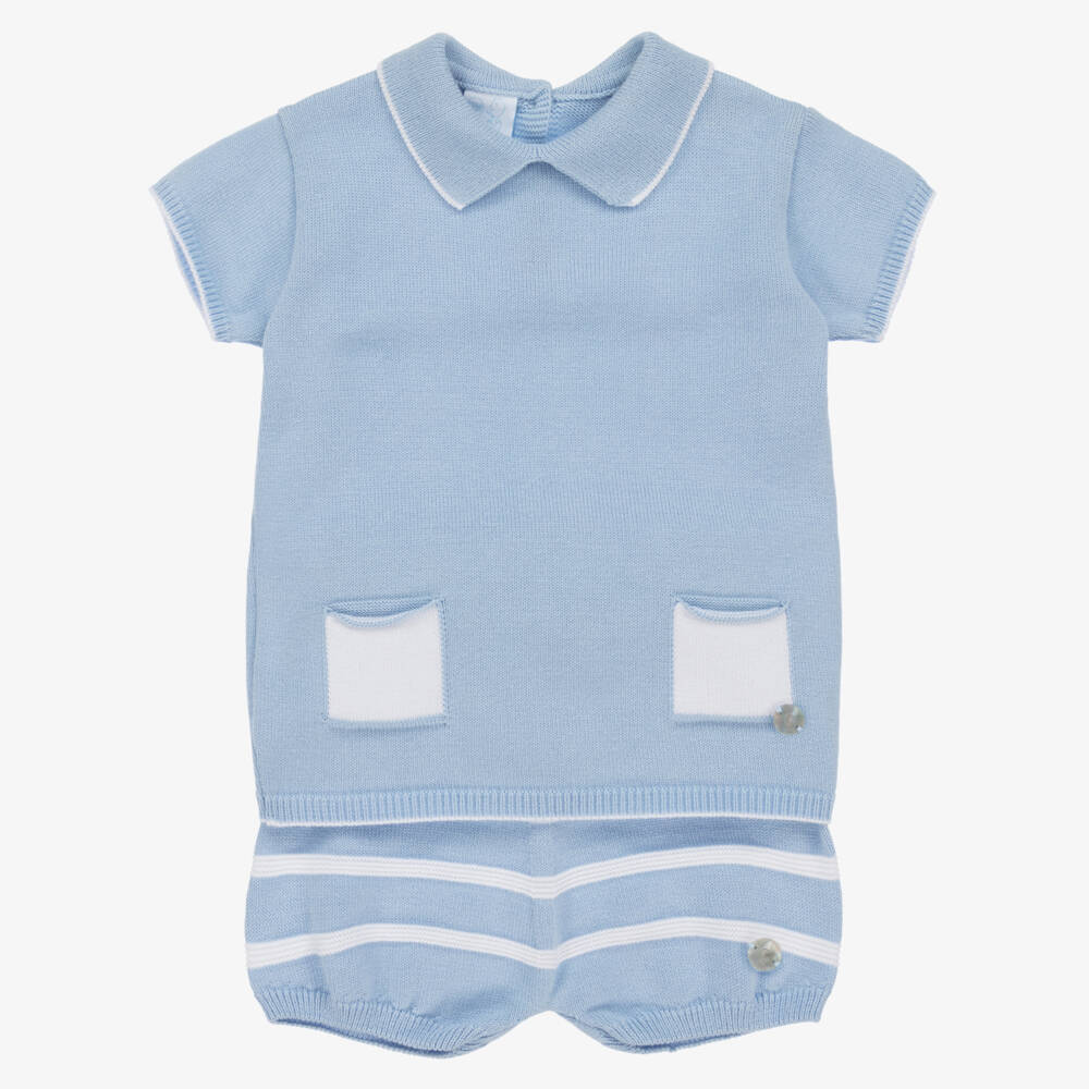 Artesanía Granlei-Boys Azure Knit Short Ensemble | Childrensalon Outlet
