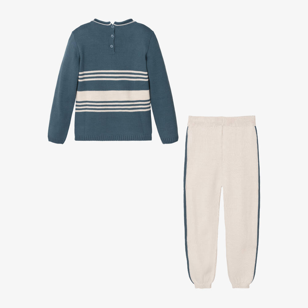 ارتيزانيا  غرانلي-طقم بنطلون أكريليك محبوك لون بيج وأزرق للأولاد | Childrensalon Outlet