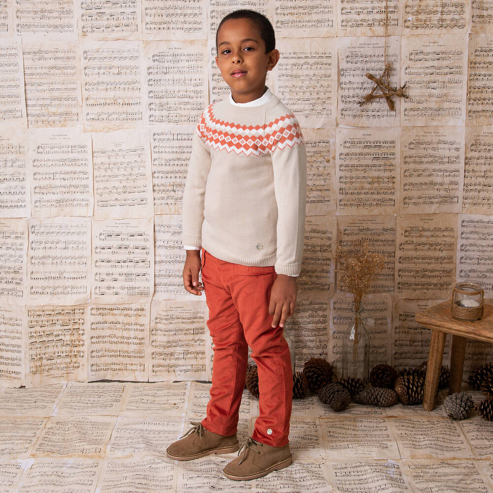 Artesanía Granlei-Boys Beige & Brown Trouser Set | Childrensalon Outlet