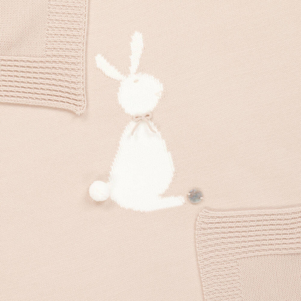 Artesanía Granlei-Boys Beige Bunny Knit Blanket | Childrensalon Outlet
