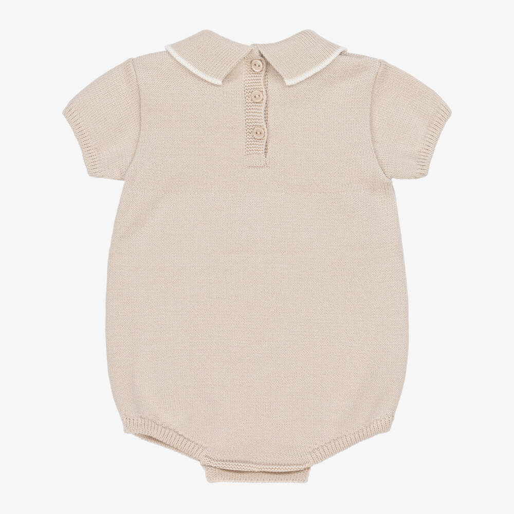 Artesanía Granlei-Boys Beige Cotton Duck Romper | Childrensalon Outlet